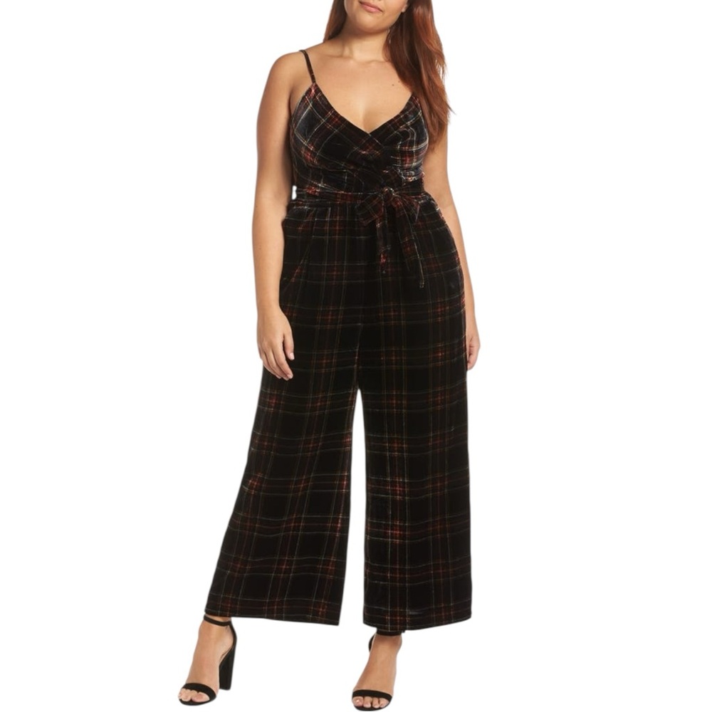 J. Crew Tartan Plaid Velvet Wide Leg Holiday Evening Preppy Jumpsuit Size 12